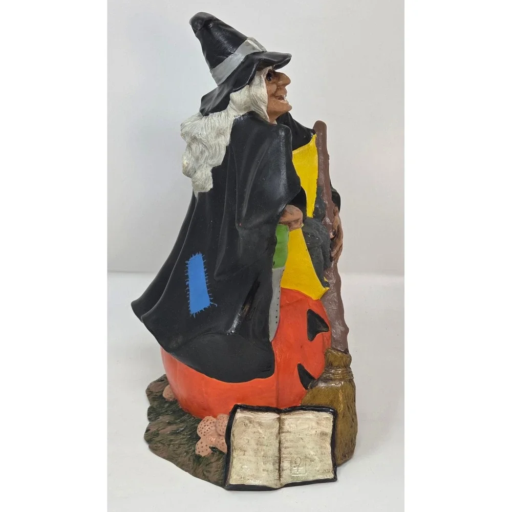 Byron Molds 1972 Vintage Ceramic Witch Jack-O-Lantern Cat Figurine 10in